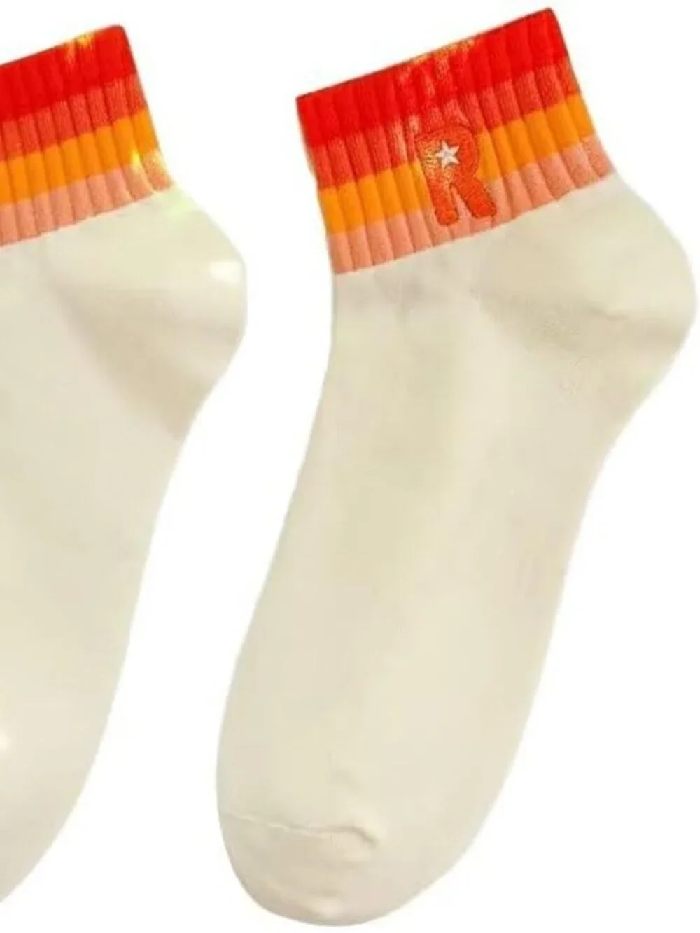 5 Pair Orange Stripe Ankle Socks R Monogram one size fits most Womens. New